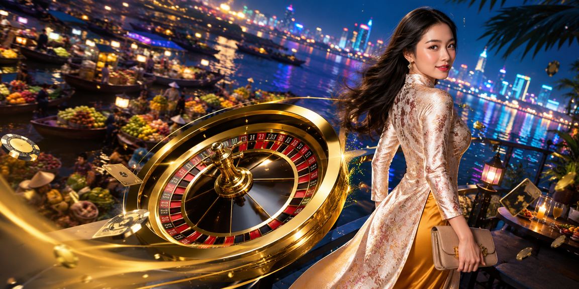 Người chơi roulette mặc áo dài tại sòng bạc Mekong
