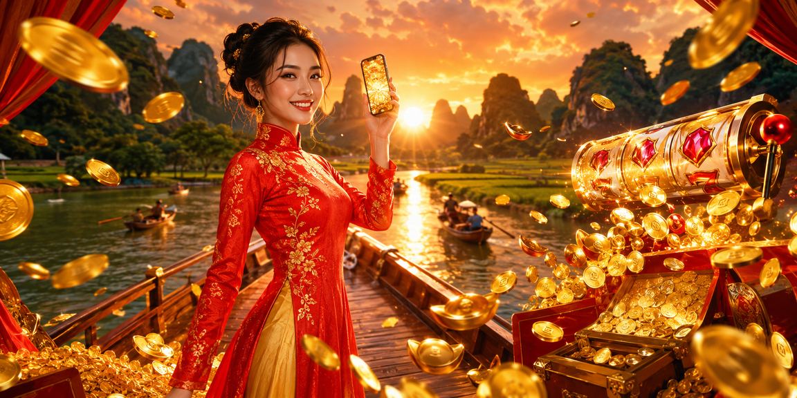 Máy slot game với hình ảnh truyền thống Ninh Bình và áo dài Việt